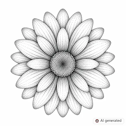 Daisy tattoo design in Dotwork style