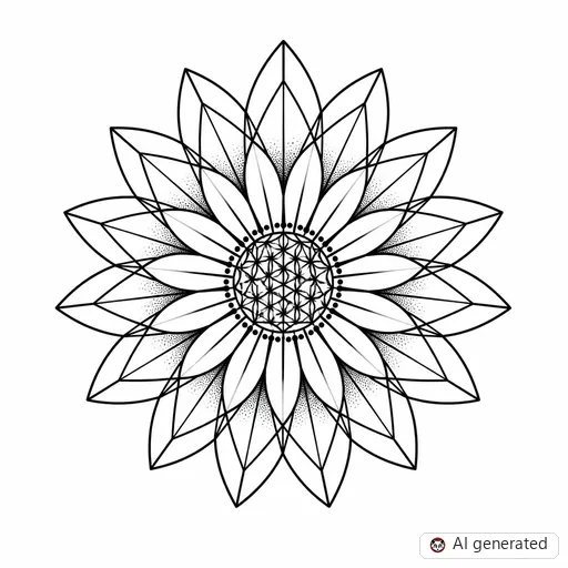 Daisy tattoo design in Geometric style