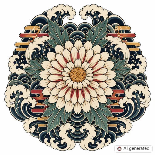 Gänseblümchen-Tattoo-Entwurf im Stil Japanisch (Irezumi)