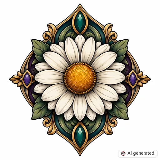 Gänseblümchen-Tattoo-Entwurf im Stil Neo-Traditional