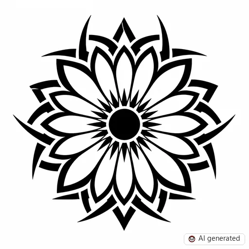 Daisy tattoo design in Tribal style