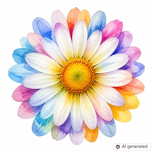 Daisy tattoo design in Watercolor style