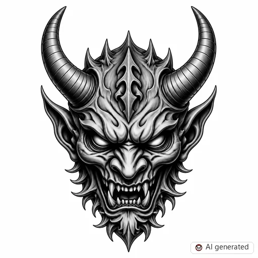 Demon tattoo design in Black & Grey style