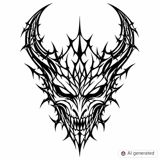 Demon tattoo design in Cybersigilism style