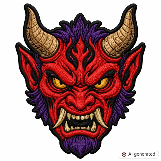 Diseño de tatuaje de Demonio en estilo Bordado