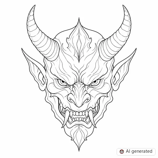 Demon tattoo design in Fine-Line style
