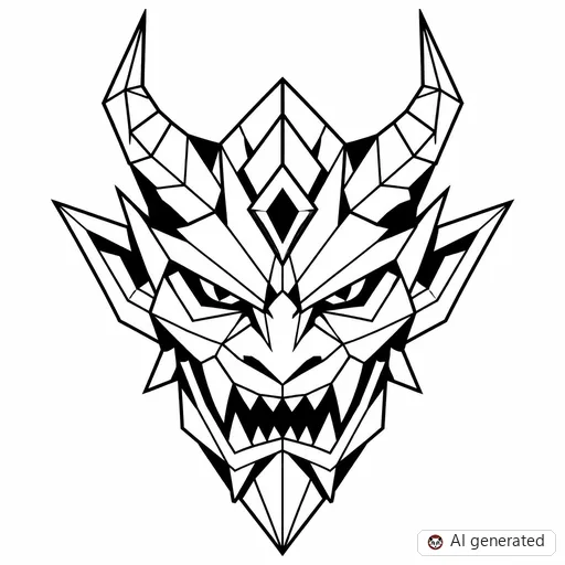 Demon tattoo design in Geometric style