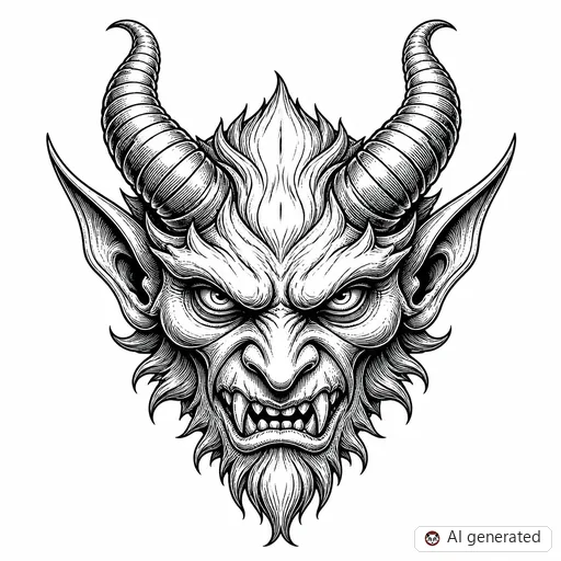 Demon tattoo design in Illustrative style