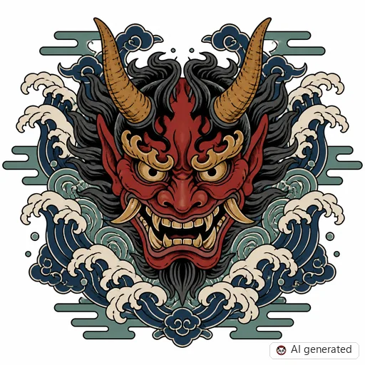 Dämon-Tattoo-Entwurf im Stil Japanisch (Irezumi)