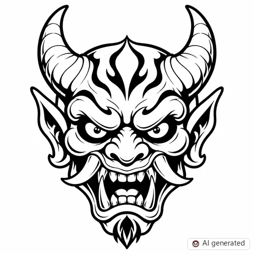 Demon tattoo design in New School style