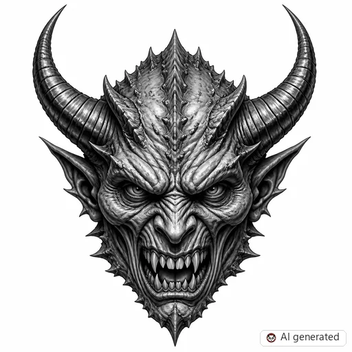 Demon tattoo design in Realism style