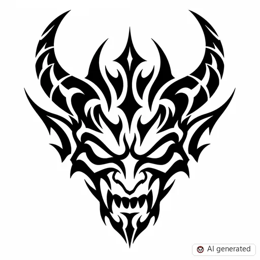 Demon tattoo design in Tribal style