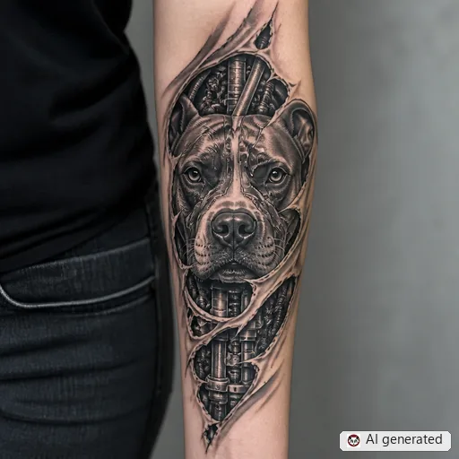 Dog tattoo design in Biomechanical style