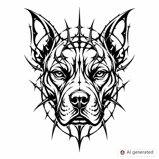 Dog tattoo design in Cybersigilism style