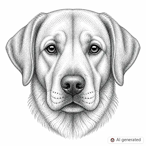 Dog tattoo design in Dotwork style