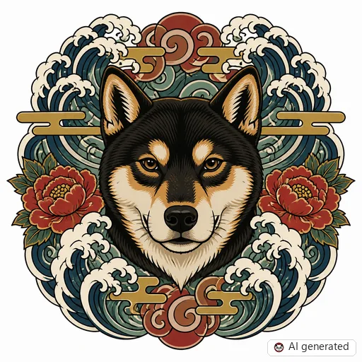 Hund-Tattoo-Entwurf im Stil Japanisch (Irezumi)