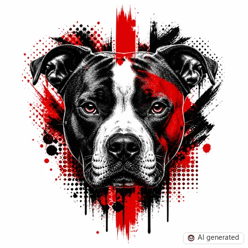 Dog tattoo design in Trash Polka style