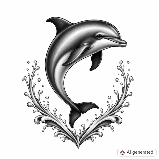 Dolphin tattoo design in Black & Grey style
