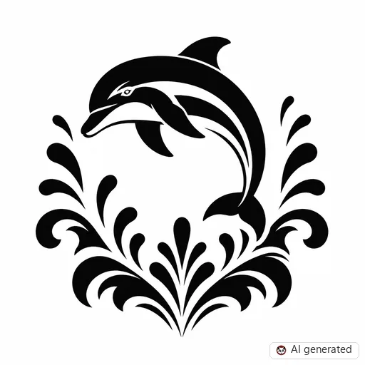 Dolphin tattoo design in Blackwork style