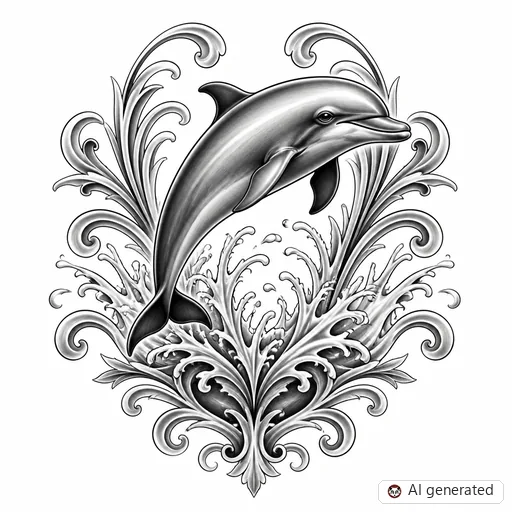Delfin-Tattoo-Entwurf im Stil Chicano