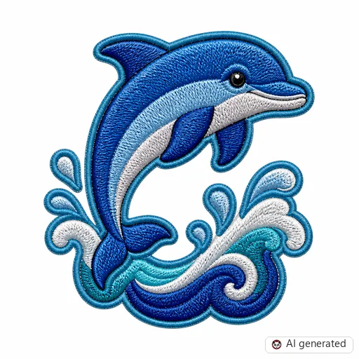 Diseño de tatuaje de Delfín en estilo Bordado