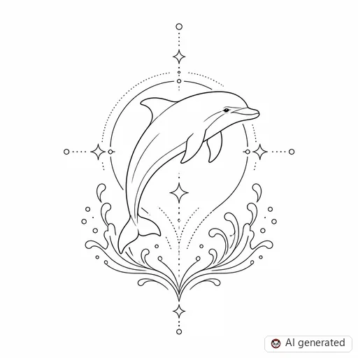 Dolphin tattoo design in Fine-Line style