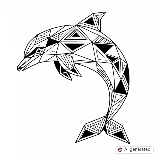 Dolphin tattoo design in Geometric style