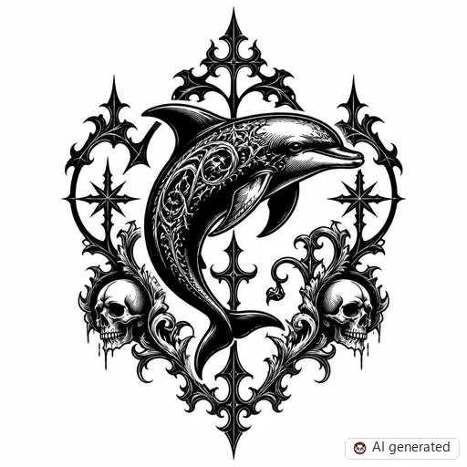 Disegno di tatuaggio Delfino in stile Gothic