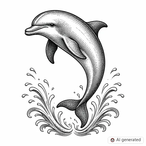 Dolphin tattoo design in Illustrative style