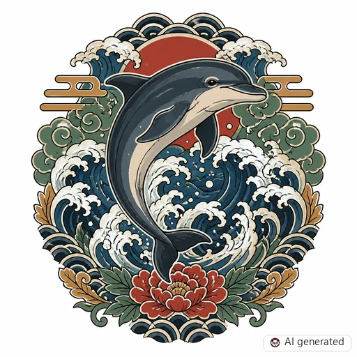 Delfin-Tattoo-Entwurf im Stil Japanisch (Irezumi)