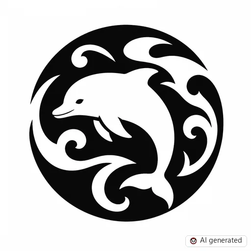 Delfin-Tattoo-Entwurf im Stil Negative Space