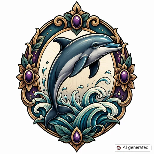 Delfin-Tattoo-Entwurf im Stil Neo-Traditional