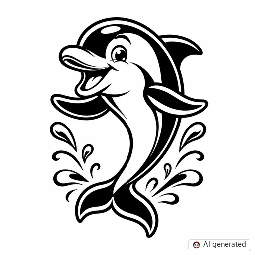 Dolphin tattoo design in New School style