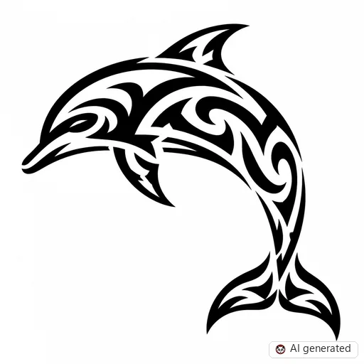 Dolphin tattoo design in Tribal style