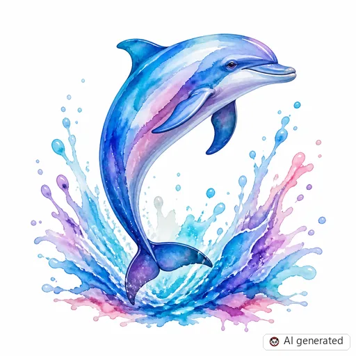 Dolphin tattoo design in Watercolor style