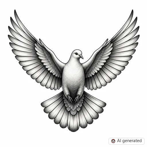Dove tattoo design in Black & Grey style