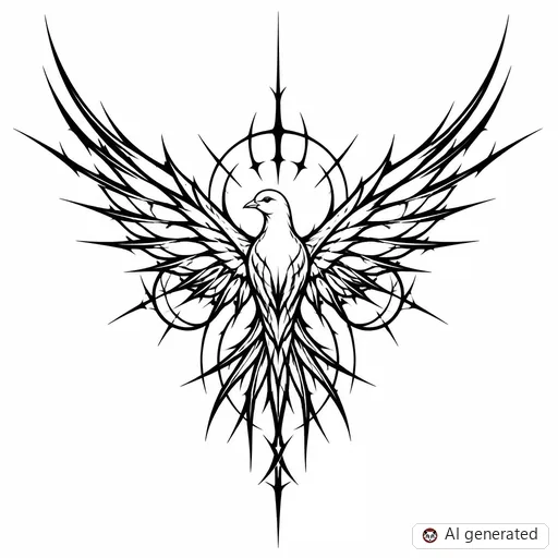 Dove tattoo design in Cybersigilism style