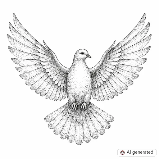 Dove tattoo design in Dotwork style