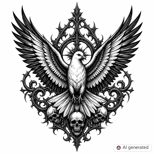 Disegno di tatuaggio Colomba in stile Gothic