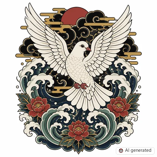 Taube-Tattoo-Entwurf im Stil Japanisch (Irezumi)