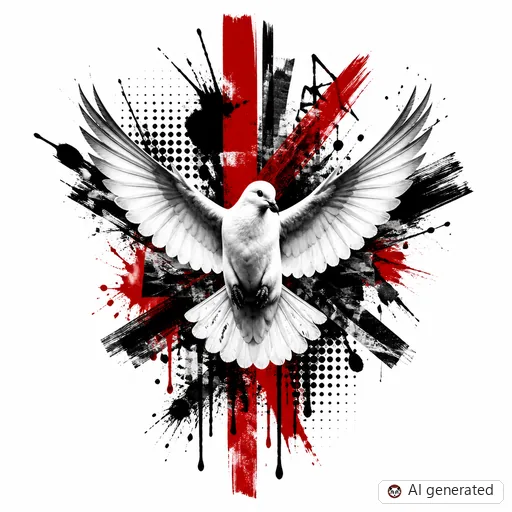 Dove tattoo design in Trash Polka style