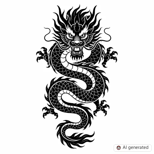 Dragon tattoo design in Blackwork style