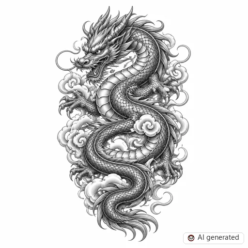 Drache-Tattoo-Entwurf im Stil Chicano