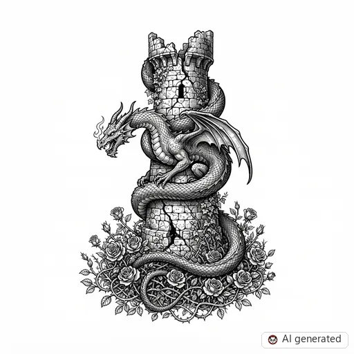 Projekt tatuażu Smok w stylu Illustrative