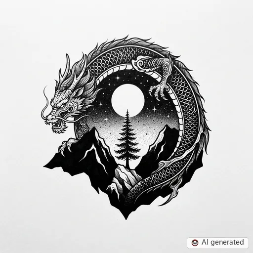 Projekt tatuażu Smok w stylu Blackwork