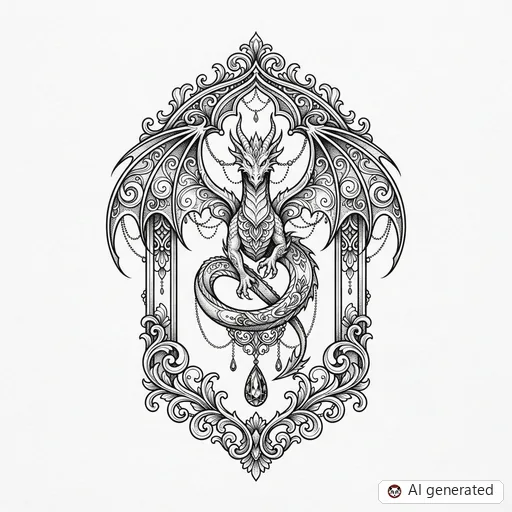 Projekt tatuażu Smok w stylu Ornamental