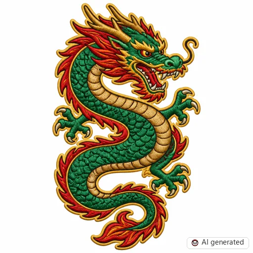 Diseño de tatuaje de Dragón en estilo Bordado