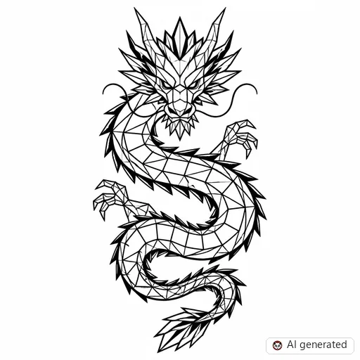 Dragon tattoo design in Geometric style