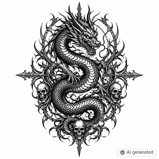 Disegno di tatuaggio Drago in stile Gothic