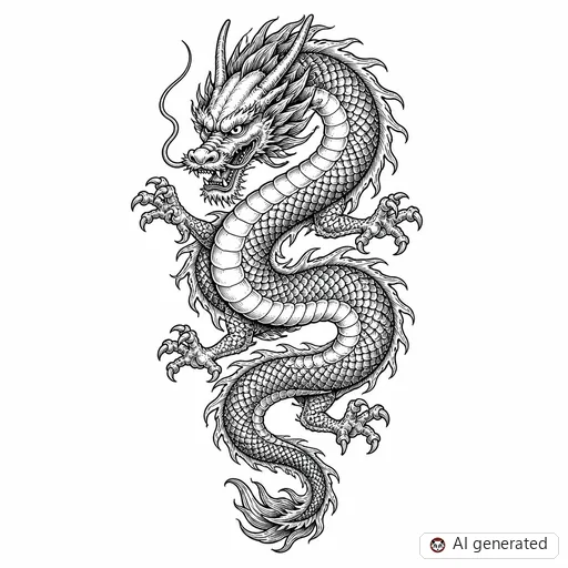 Dragon tattoo design in Illustrative style